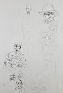 Doodles 13 - Multiple Figures (including Mona Lisa)