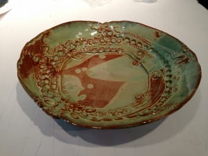 Plates in green and brown glaze (3)