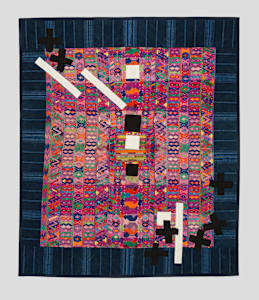 Exercise with Guatemalan fabrics with black and white crosses and squares