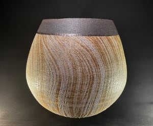 Large Flanged Lichen Sphere w/ Bronze
