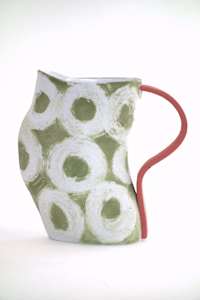 Green Donut Pitcher with Blood Orange Handle