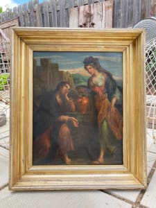 Traditional 18th century religious oil painting on canvas