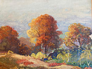 Carl G. T. Olson  original painting on board Fall leaves  #94