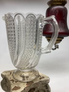 EAPG clear glass water pitcher with panels