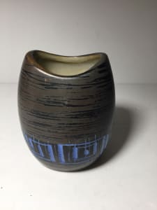 vintage dark with blue  Scandinavian art pottery vase
