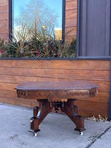 Marble top Victorian walnut coffee table