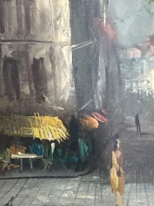 Framed original French street scene painting