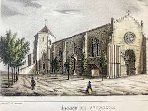 Hand colored engraving circa 1860's ~ Eglise De St. Macaire