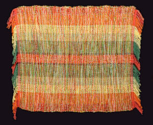Rug/Mat (green, yellow, orange, red fringe)