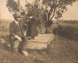 Little Boy with Father and Dog (Set of Four)
