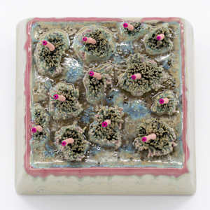 23099  Square Wall Hanging - Pink Tips