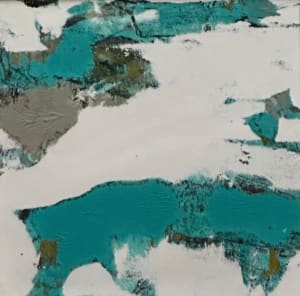 9-Mini Art 21, 2023, Acrylic on paper, 4 x 4 inches, dbl matted to 8 x 8 inches