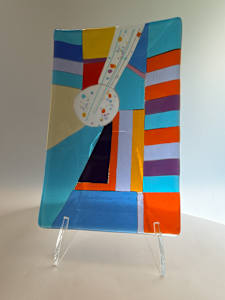 Celestial Rhythm - Geometric Abstract Fused Glass Panel