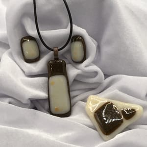 Pendant, pin and earring set. #9