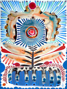 Gerbera in handpainted ceramic pot