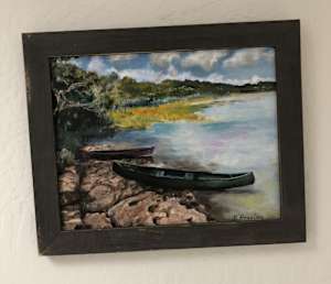 Canoes at a lake in the yucatan