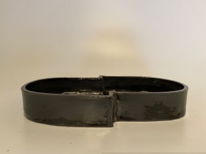 Black ceramic ikebana vase