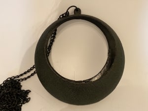 Cast iron hanging moon ikebana vase
