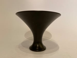 Trumpet black ceramic ikebana vase