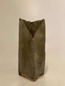 Tall grey ceramic ikebana vase