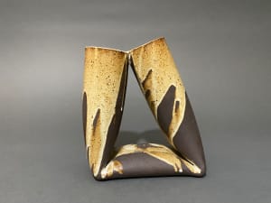Tubular ceramic ikebana vase