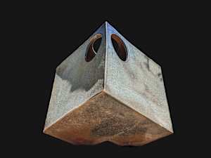 Large cube-shaped ceramic ikebana vase