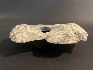 Flat stone ikebana vase