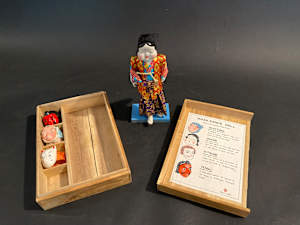 Toy doll with 4 masks in box