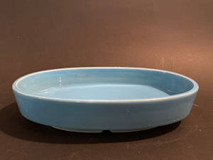 Oval ceramic ikebana vase