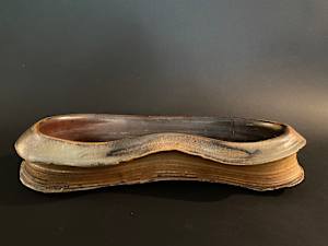 Shallow ceramic ikebana vase