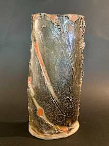 Cylindrical ceramic ikebana vase