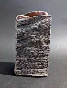 Slab-built ceramic ikebana vase