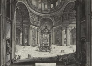 Veduta interna della Basilica di S. Pietro in Vaticano vicino alla Tribuna (Interior view of the crossing of St. Peter)