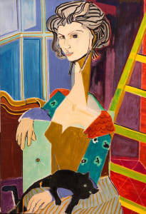 Guicheret - Seated Woman With Painted Cat