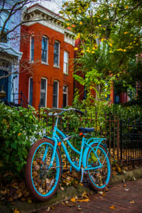 Blue Bike with Rowhouses - Capitol Hill, Washington DC