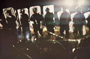 Police line, evening Nov 20, 2016