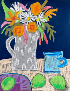 Floral with Limes and White Vase