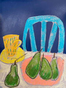 Pears with a Teal Chair