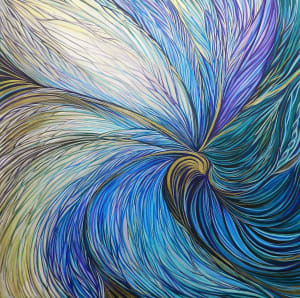 Blossoming in flight (12 x 12 canvas)