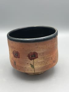 Tea Bowl with Red Poppy