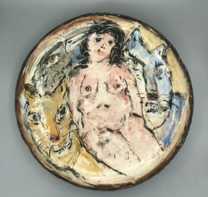 Large Platter with Woman and the Usual Suspects