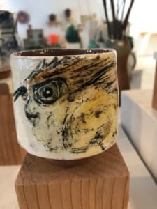 Bird Yunomi with Double Fingermarks