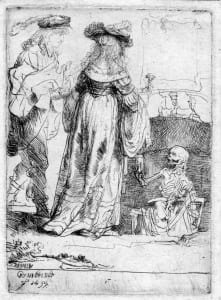 Death Appearing to a Wedded Couple from an Open Grave