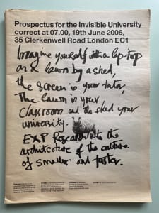 Prospectus for the Invisible University correct  at 07.00, 19th June 2006, 35 Clerkenwell Road London EC1