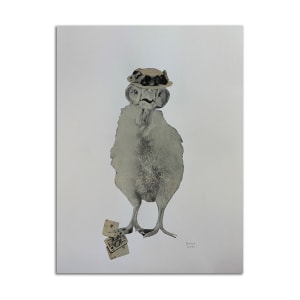 Elderly Bird with Hat & Cards