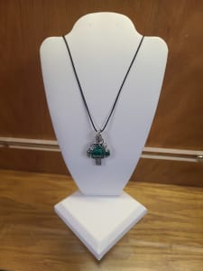Malachite Mushroom in Silver-Plated Enameled Copper Wire