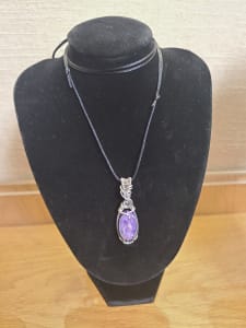 Charoite in Silver-Plated Enameled Copper Wire