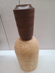 Mahogany Vase w/ class insert #027