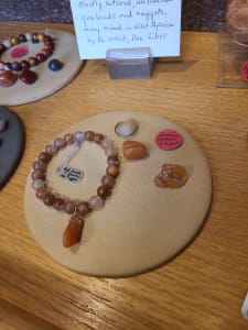 Mookaite jasper bracelet with polished red jasper nugget