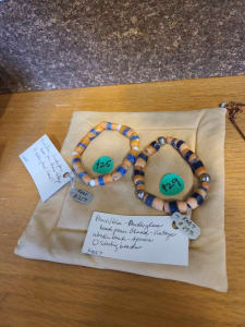 Antique African Powder glass and Sterling beads Bracelet